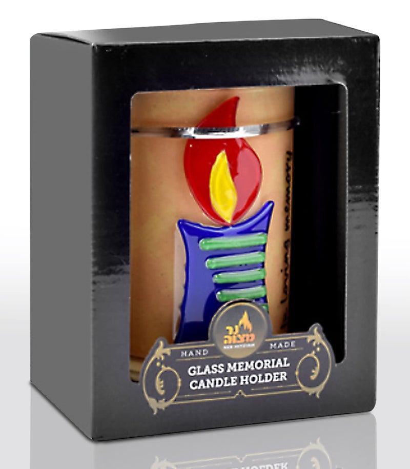 Ner Mitzvah Handmade Glass Yizkor Yahrzeit Candle Holder - Decorative Yartzeit Memorial Candle Holder - Image 3